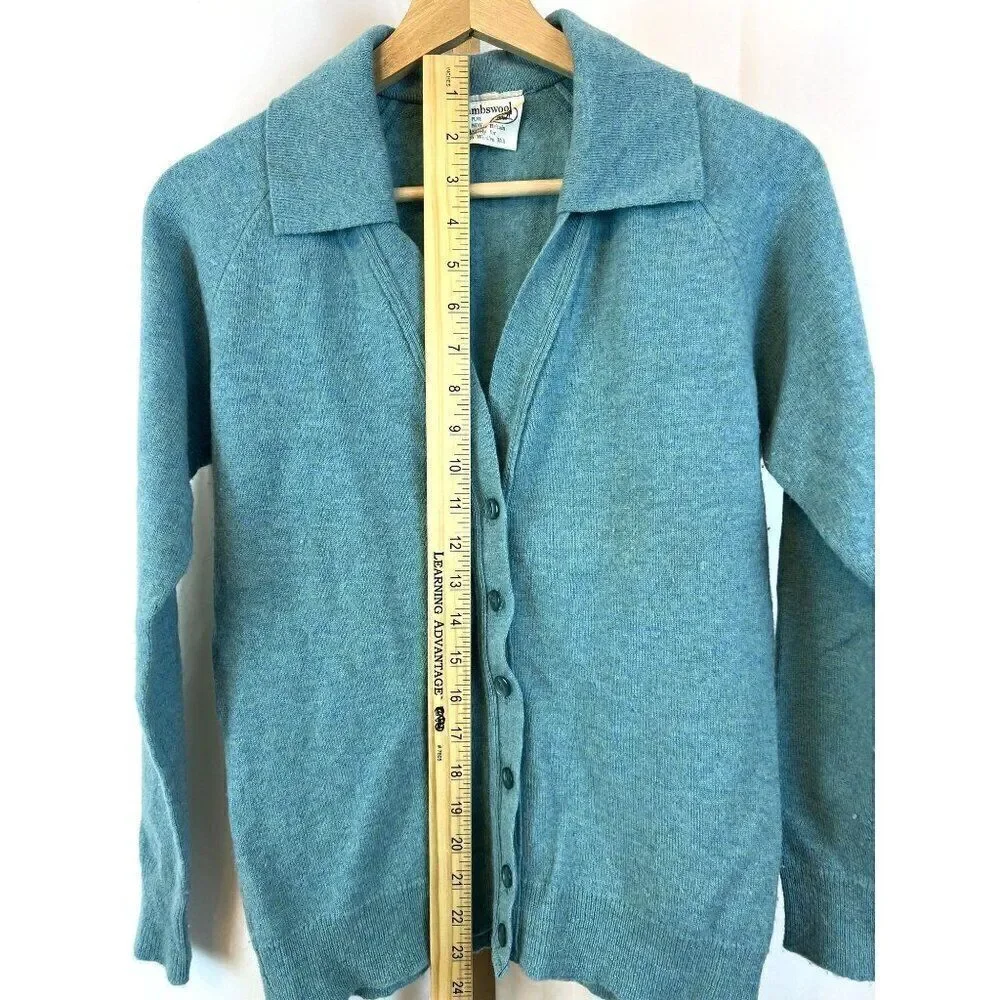 Vintage 100% Lambswool Collared Cardigan Sweater Edinburg Woolen Mill No Sz EUC - Picture 7 of 9